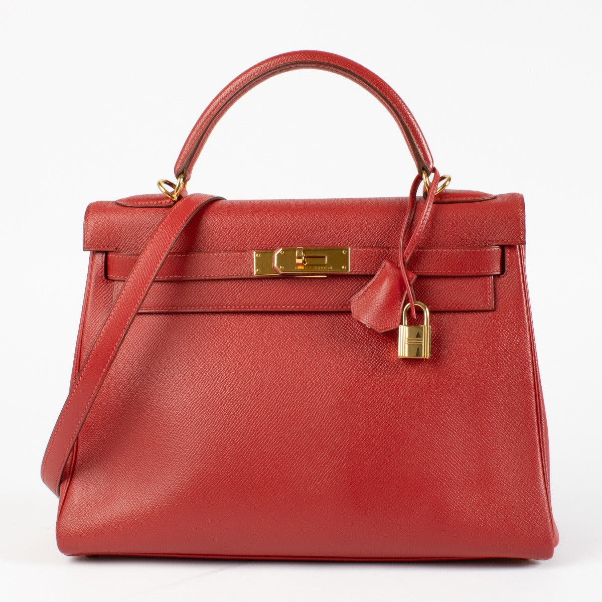 Hermès Kelly 32 Rouge Vif Courchevel GHW
