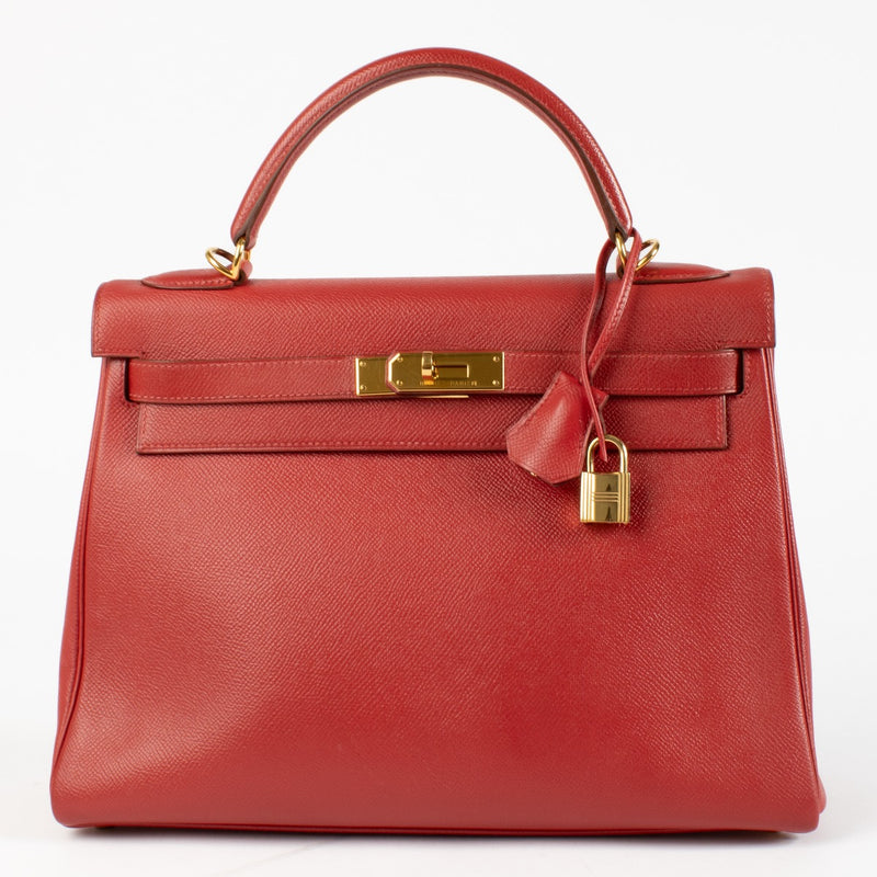 Hermès Kelly 32 Rouge Vif Courchevel GHW