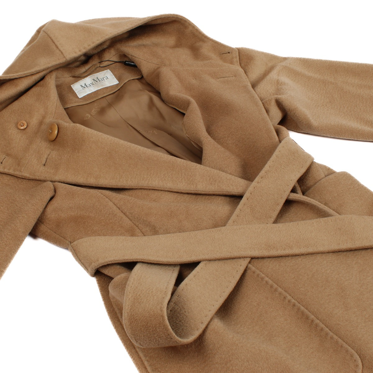 shop 100% authentic second hand Max Mara Camel Rialto Belted Coat - Size FR 36 on Labellov.com