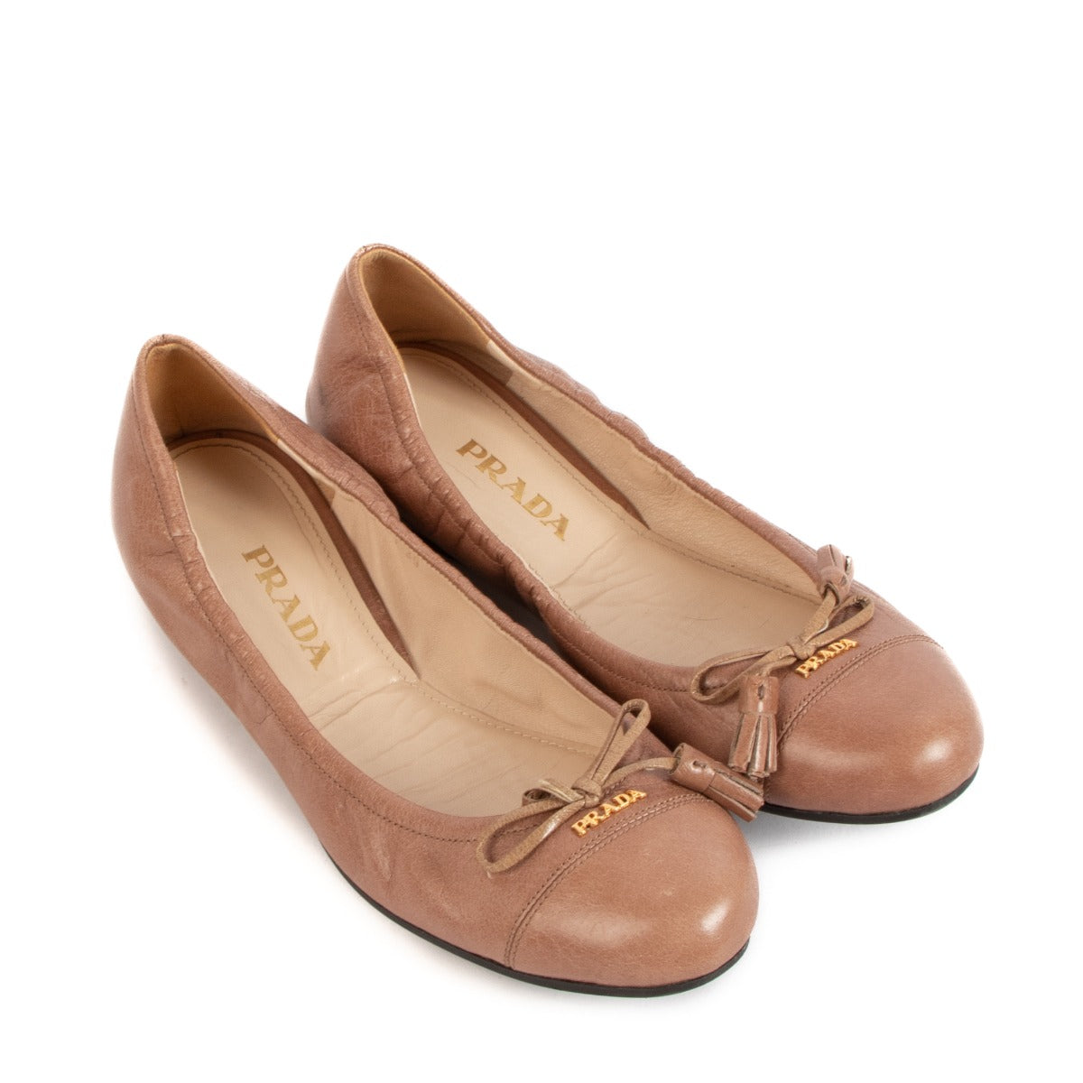 Buy authentic Prada Taupe Ballerina Flats