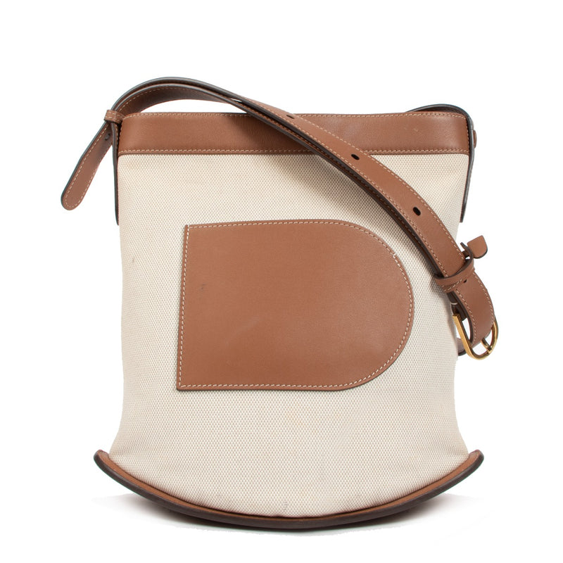 Delvaux Pin Daily Canvas Calf Trim Natural & Tan