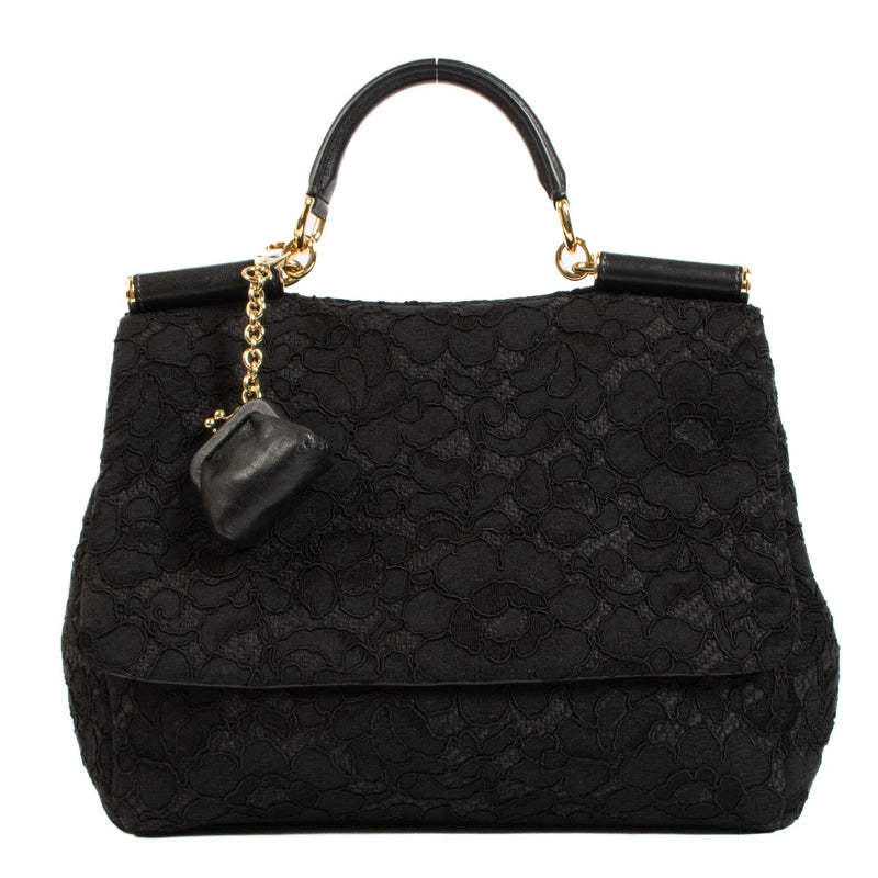 shop 100% authentic second hand Dolce & Gabbana Black Lace Large Sicily Bag on Labellov.com