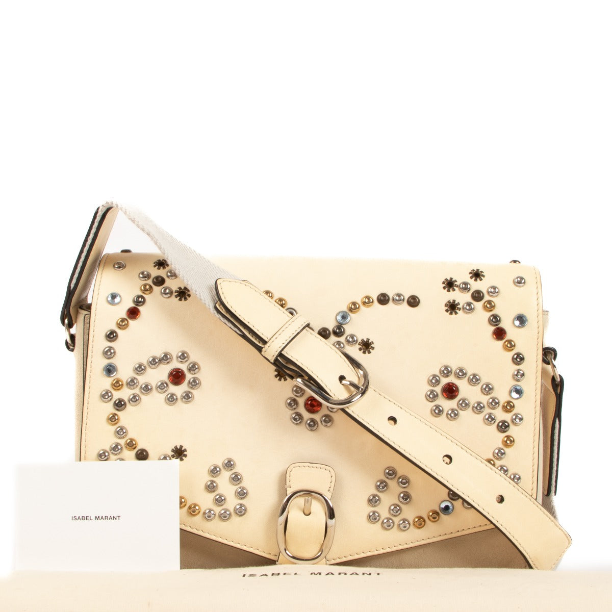 Isabel Marant Beige Leather and Suede Elvis Crossbody Bag