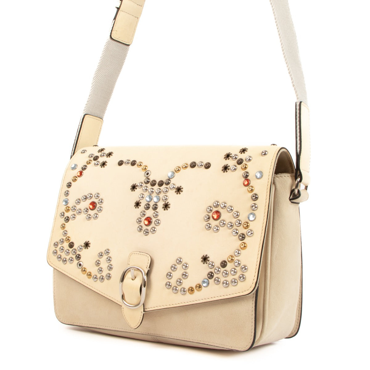 Isabel Marant Beige Leather and Suede Elvis Crossbody Bag