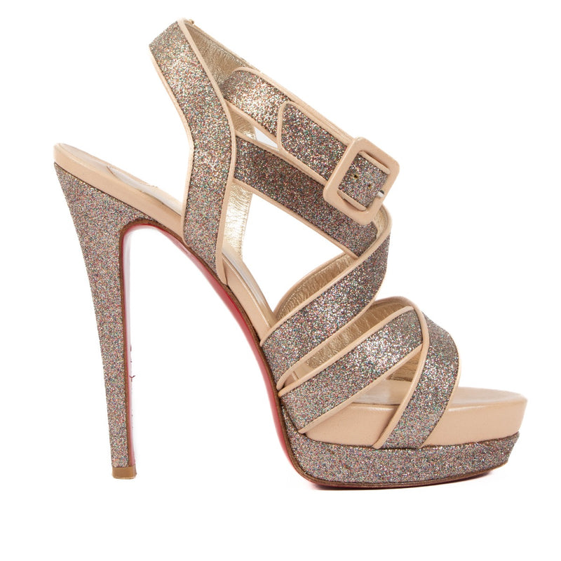 Christian Louboutin Pink Glitter Straratata Sandals