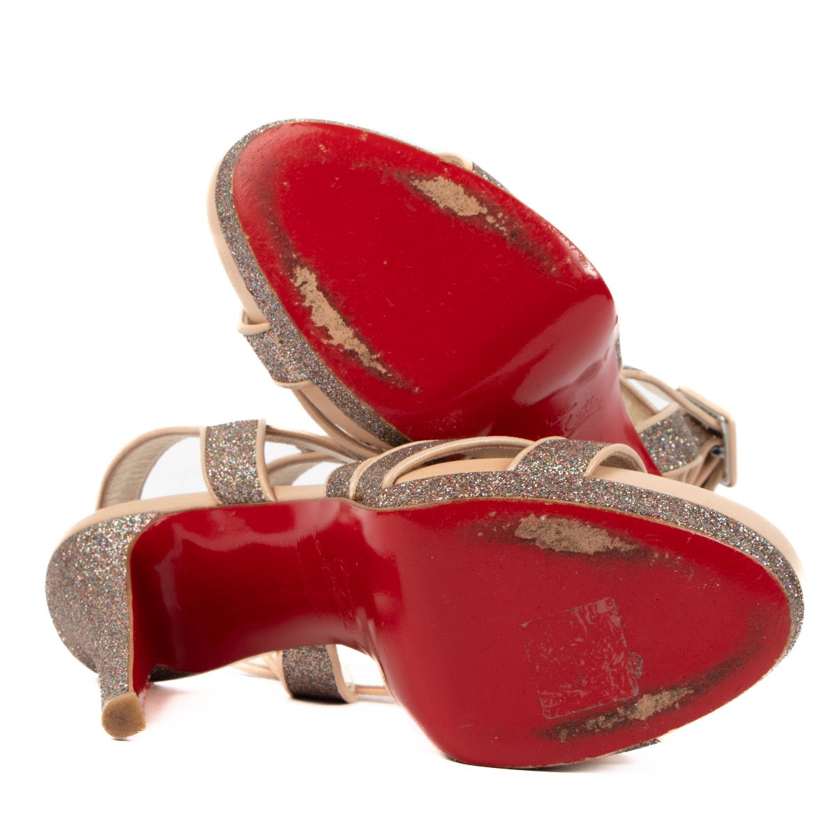 Shop online safe authentic second hand designer fashion Christian Louboutin Pink Glitter Sandals at Labellov