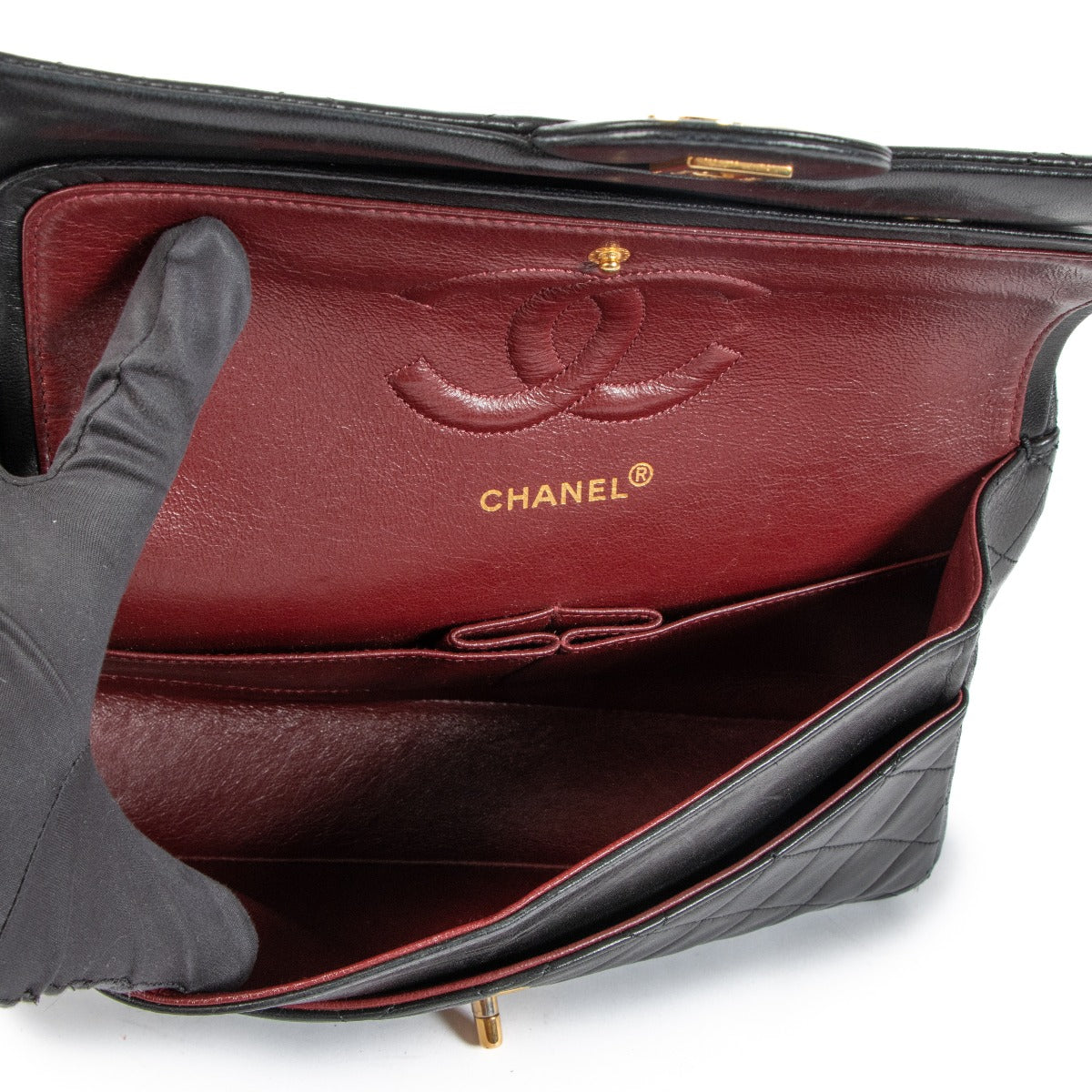 Chanel Vintage Zwarte Medium Klassieke Kleptas