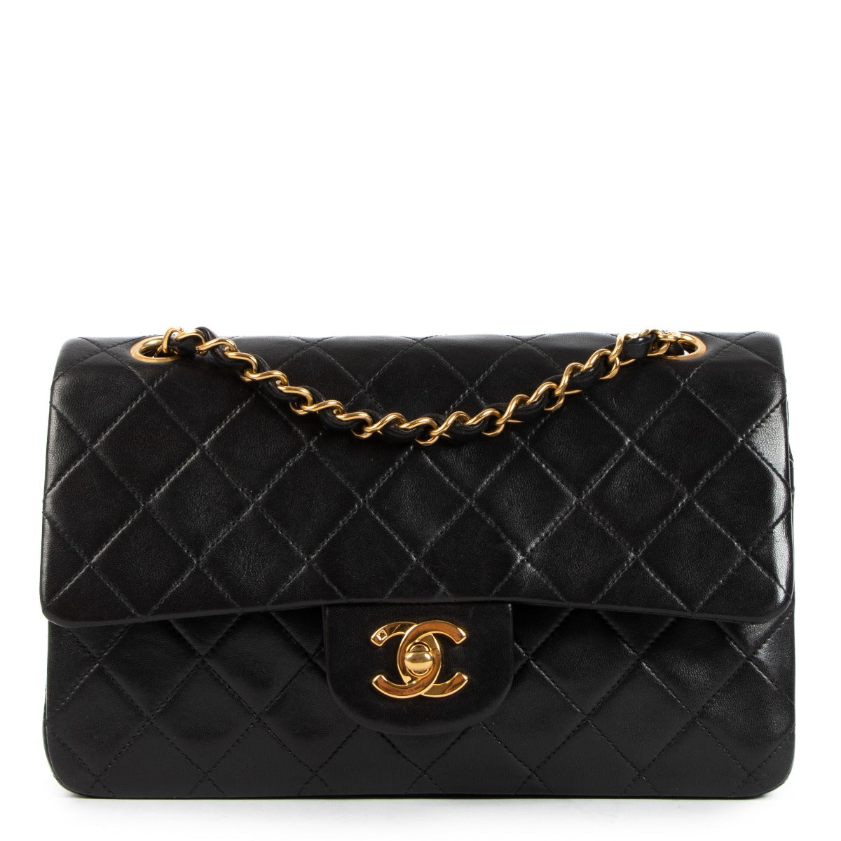 Chanel Vintage Black Lambskin Small Classic Flap Bag