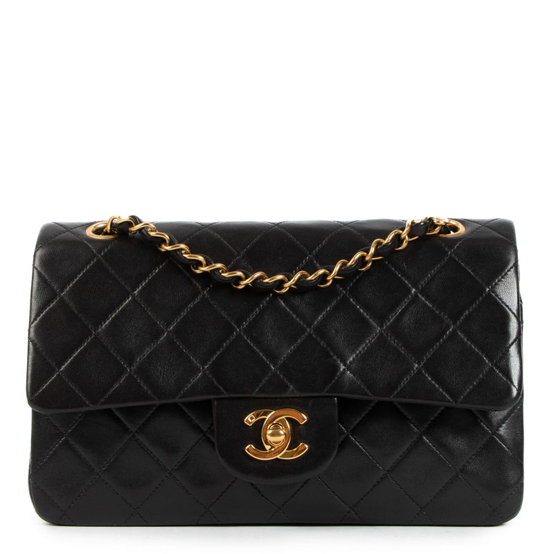 Chanel Vintage Black Lambskin Small Classic Flap Bag