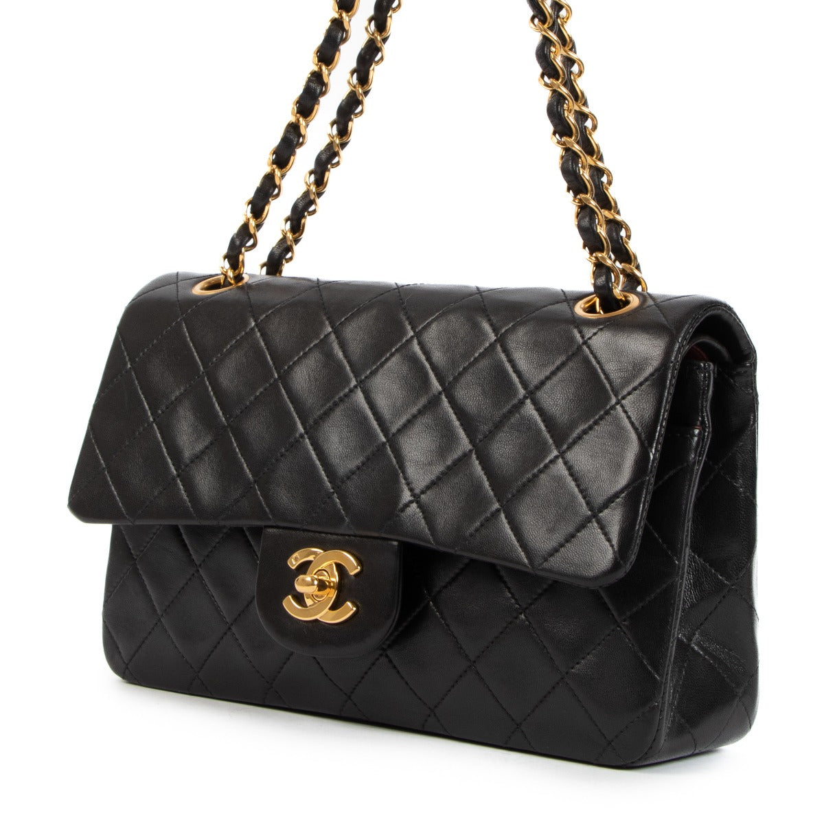 Chanel Vintage Black Lambskin Small Classic Flap Bag