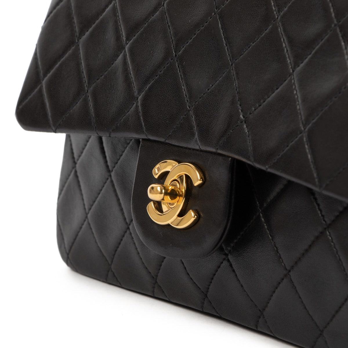 Chanel Vintage Black Lambskin Small Classic Flap Bag