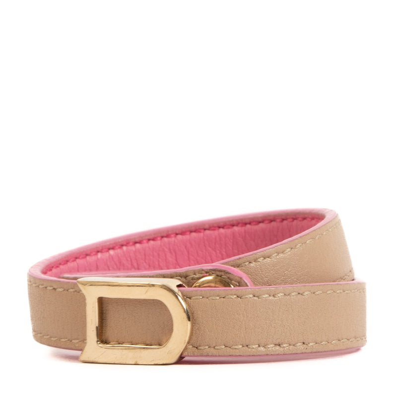 Delvaux Pink D Double Tour Bracelet