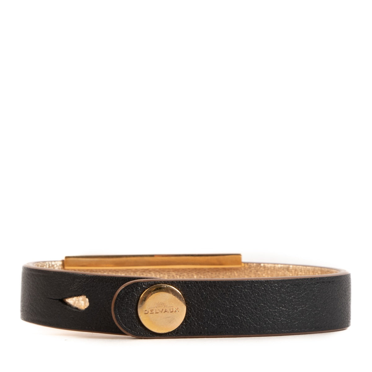 Delvaux Zwart & Goud Omkeerbare Tempête Wikkelarmband