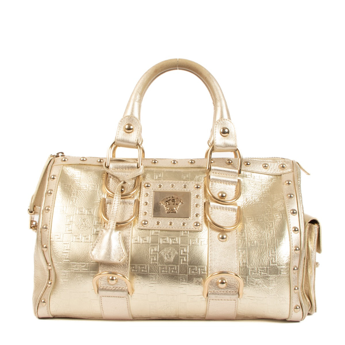Versace Metallic Gold Snap Out Of It Top Handle Bag