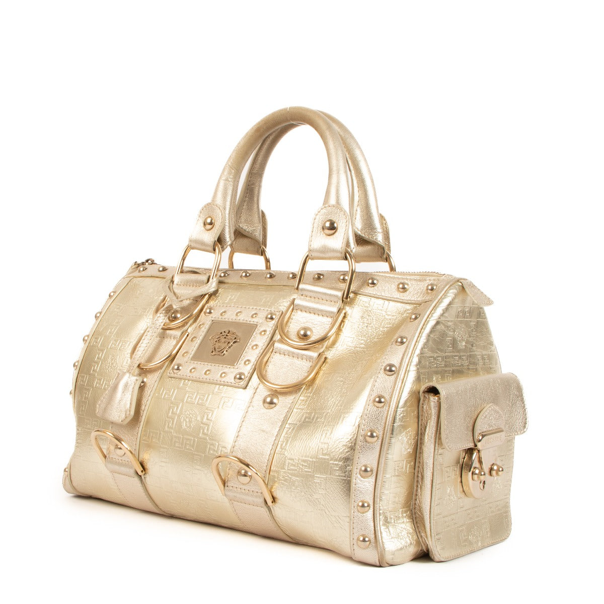 Versace Metallic Gold Snap Out Of It Top Handle Bag