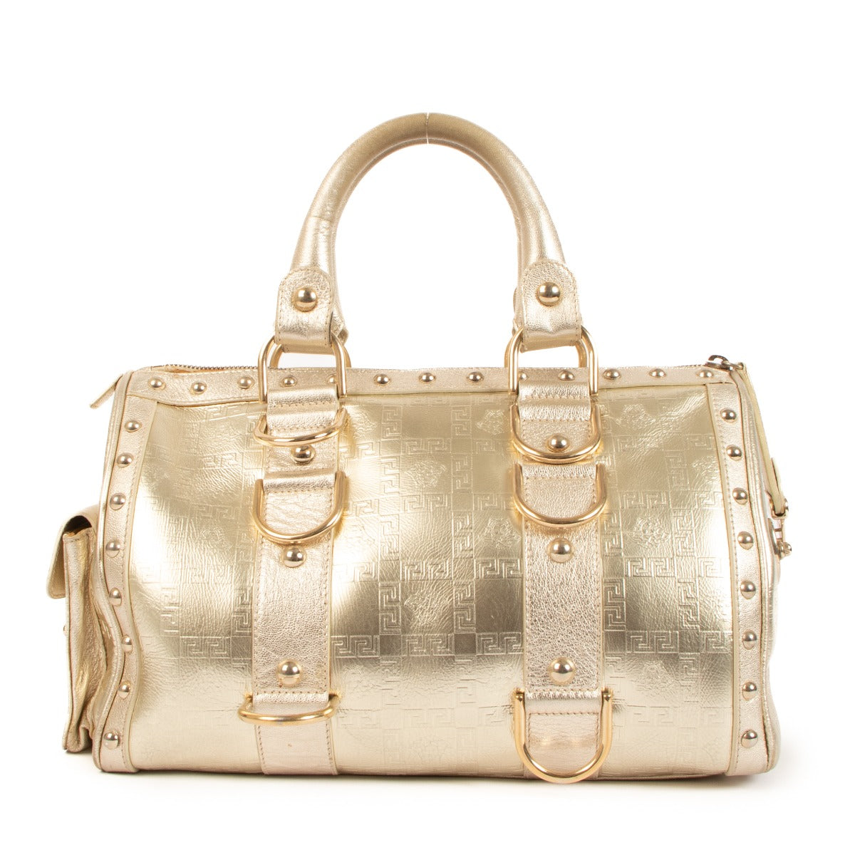 Versace Metallic Gold Snap Out Of It Top Handle Bag