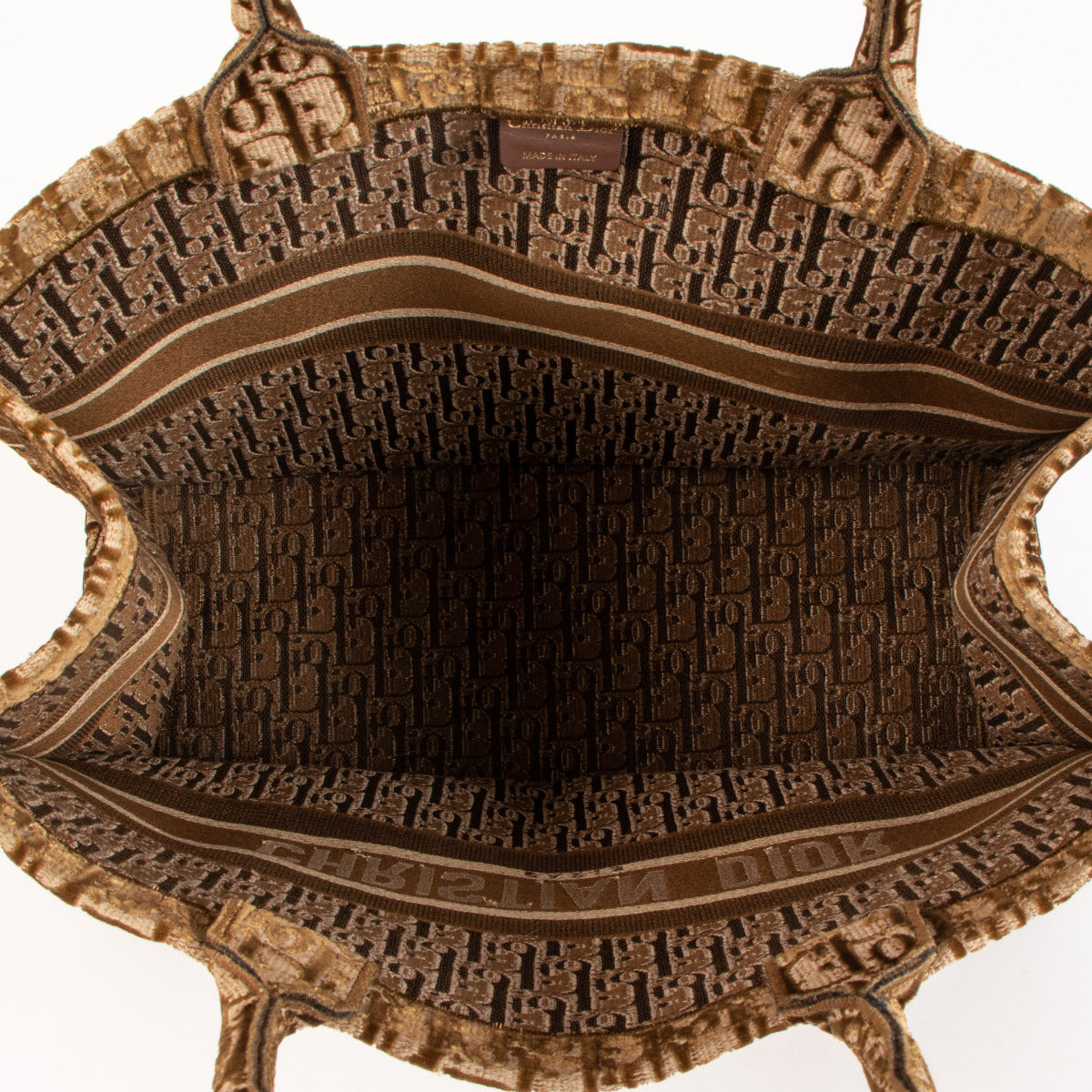 Grand Sac Cabas Dior Book Tote en Broderie Oblique Marron