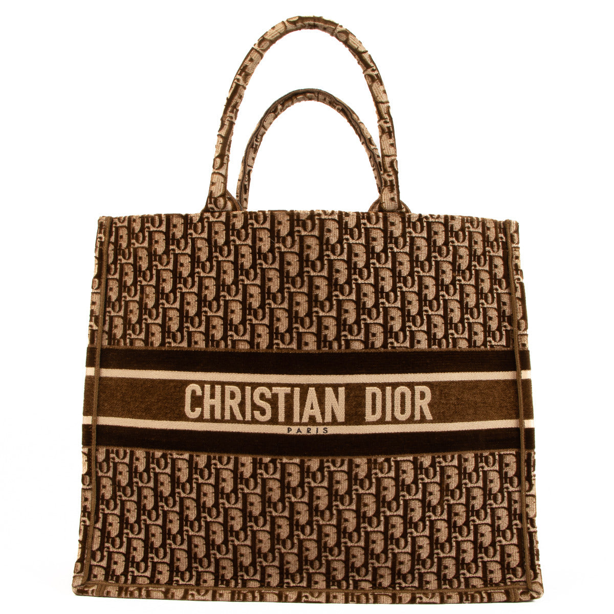 Dior Brown Oblique Embroidery Large Book Tote Bag