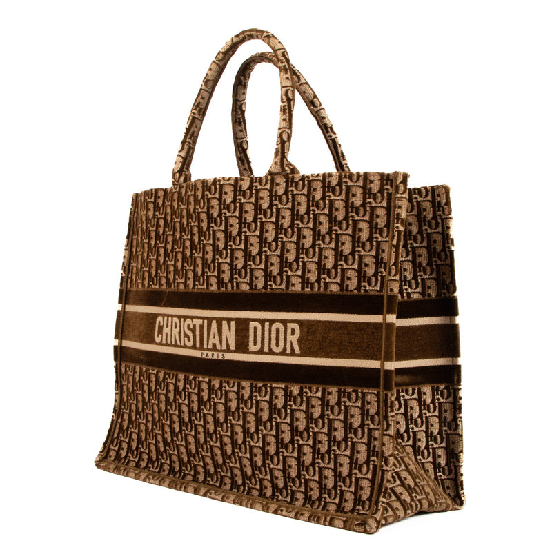 Dior Bruine Oblique Borduursel Grote Boek Draagtas