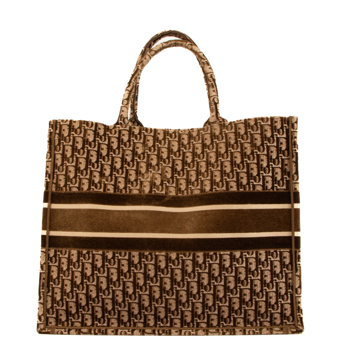 Grand Sac Cabas Dior Book Tote en Broderie Oblique Marron