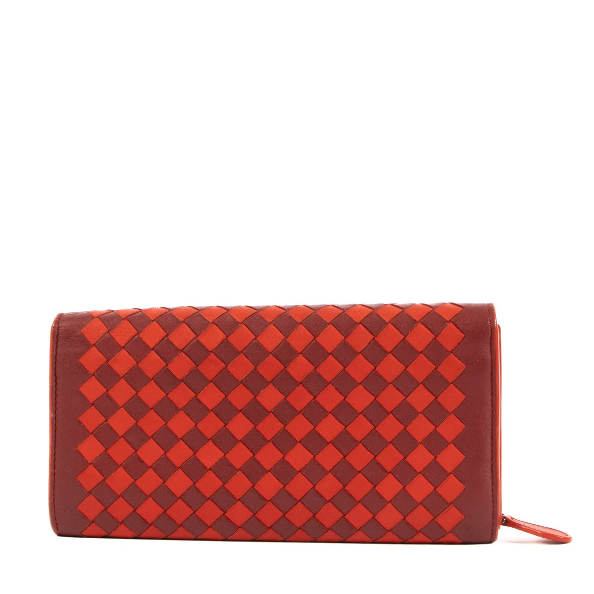 Bottega Veneta Black/Red Intrecciato Leather Flap Wallet