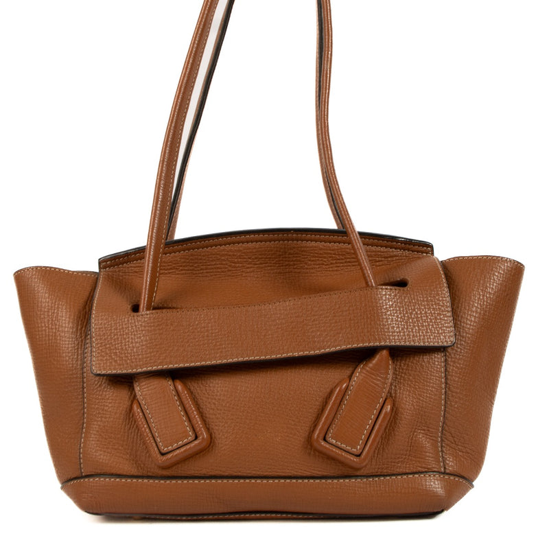 Buy online authentic second hand Bottega Veneta Wood Calfskin Arco Small Bag in very good condition at Labellov in Antwerp, Brussels, Knokke