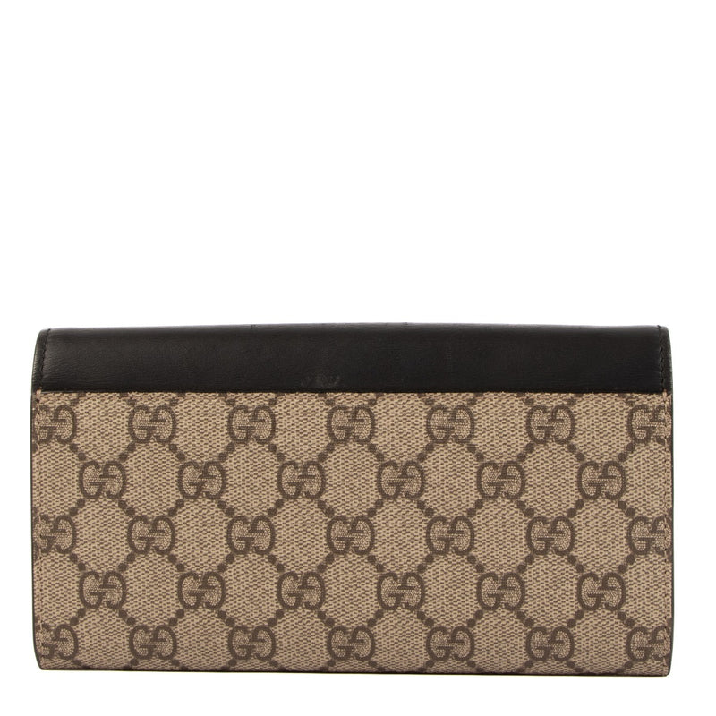 Gucci GG Supreme Pearl Studded Long Flap Wallet