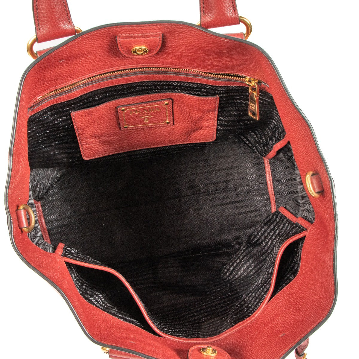 Sac cabas Prada en cuir Vitello Daino rouge