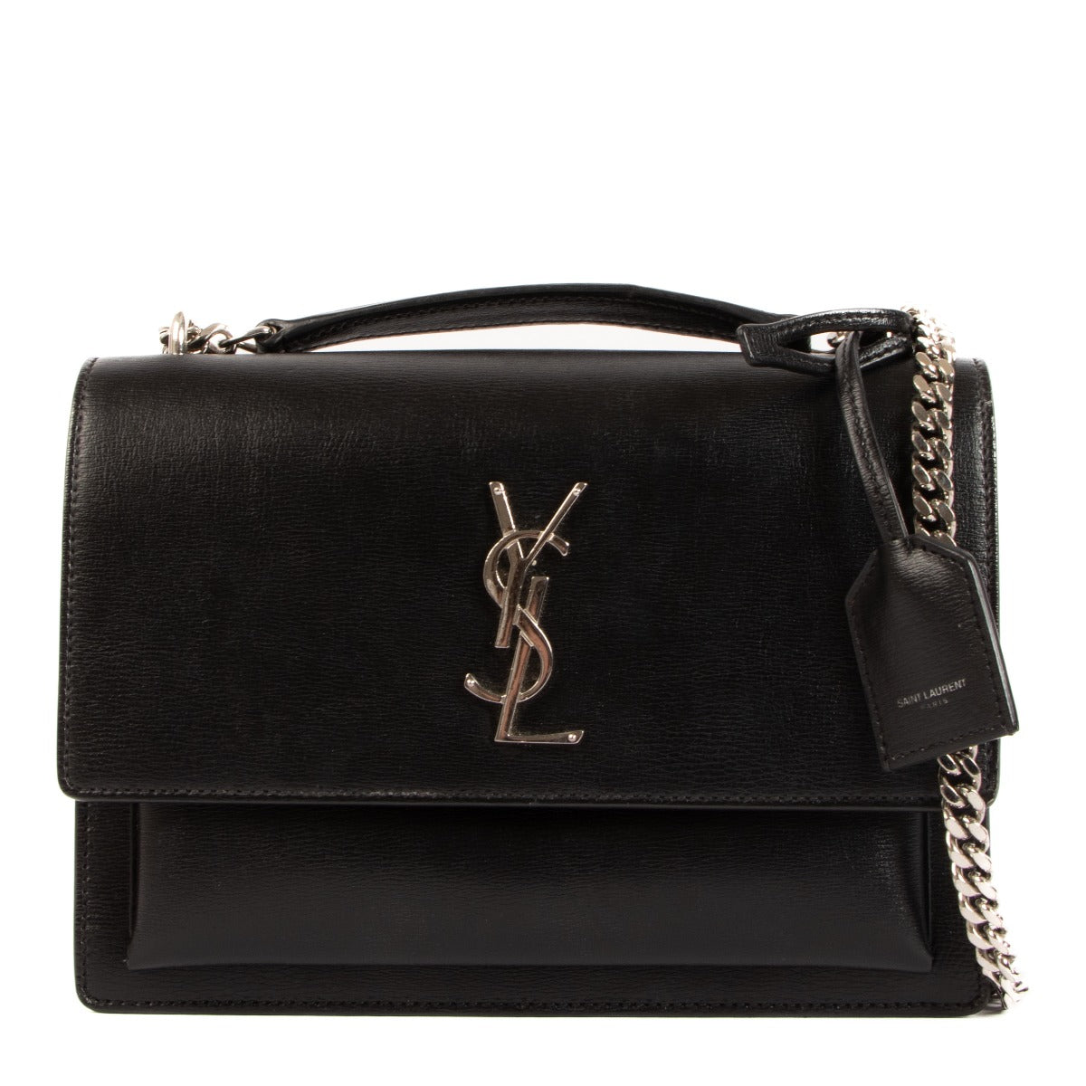 Shop SECOND HAND pre-owned Saint Laurent Sunset Medium Black Chain Bag on www.labellov.com