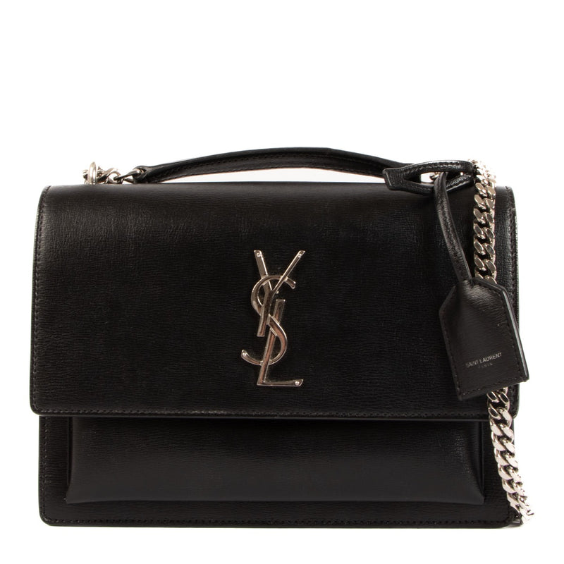 Shop SECOND HAND pre-owned Saint Laurent Sunset Medium Black Chain Bag on www.labellov.com