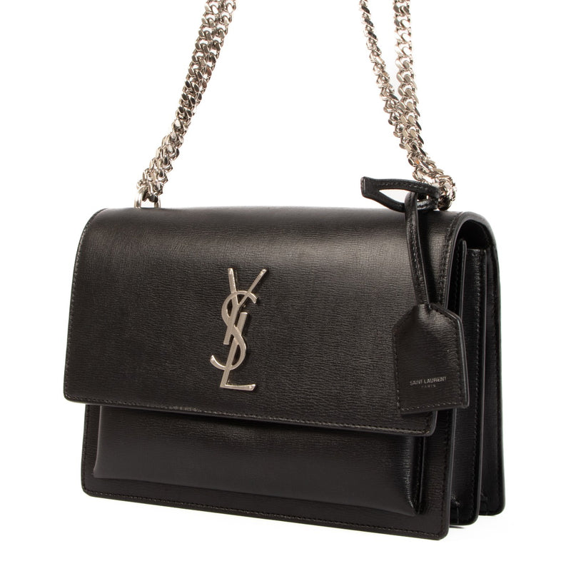 Saint Laurent Sunset Medium Black Chain Bag