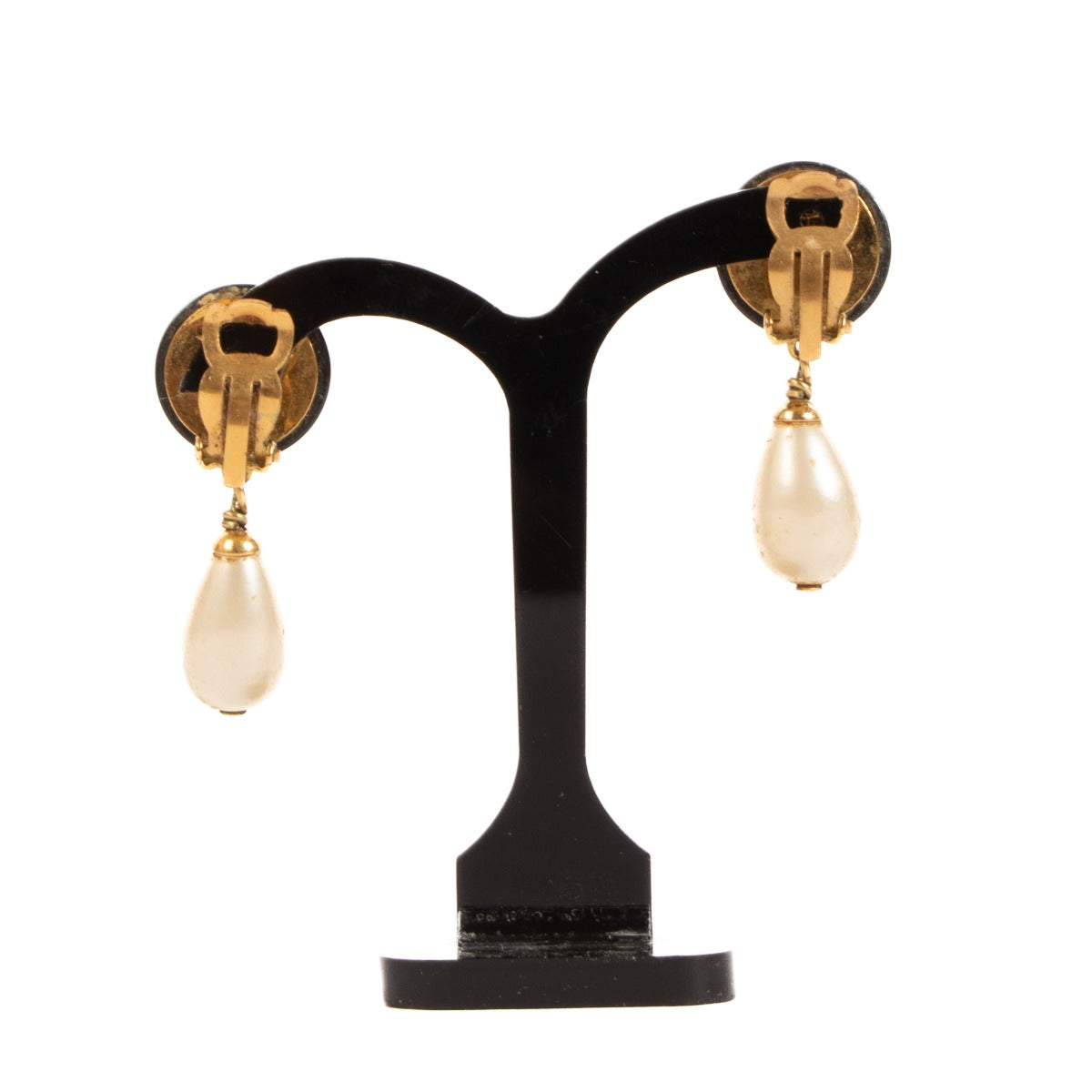 Chanel 94A CC Pearl Drop Clip On Earrings