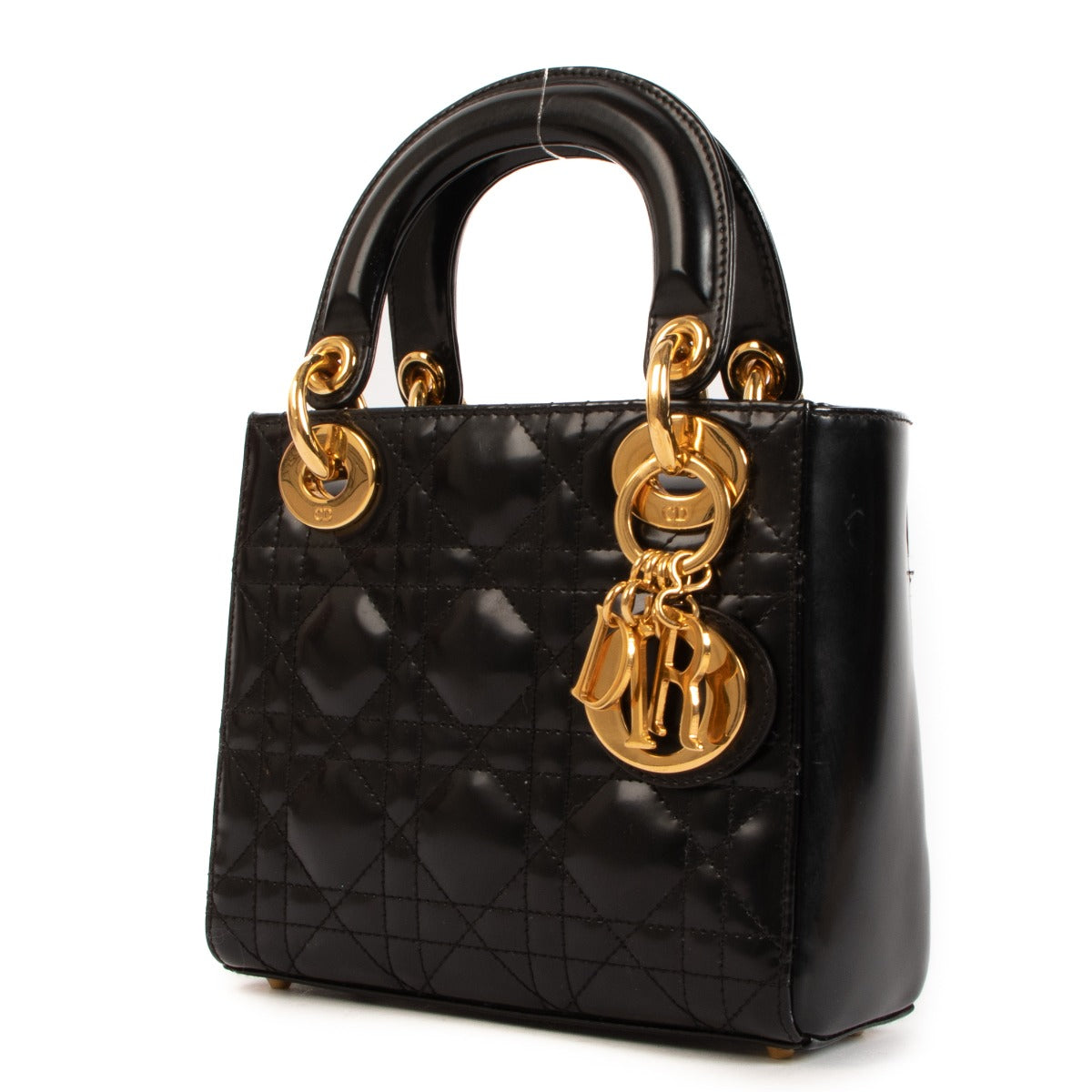 Christian Dior Vintage Mini Lady Dior Black Brushed Leather Cannage