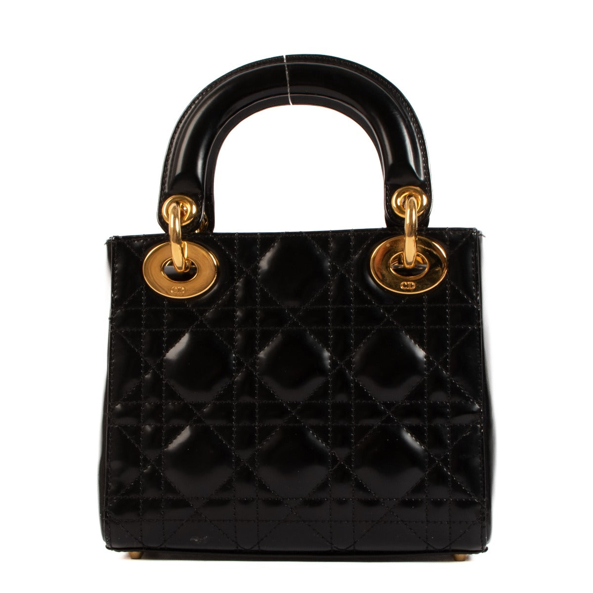 Christian Dior Mini Lady Dior Zwart Geborsteld Leer Cannage