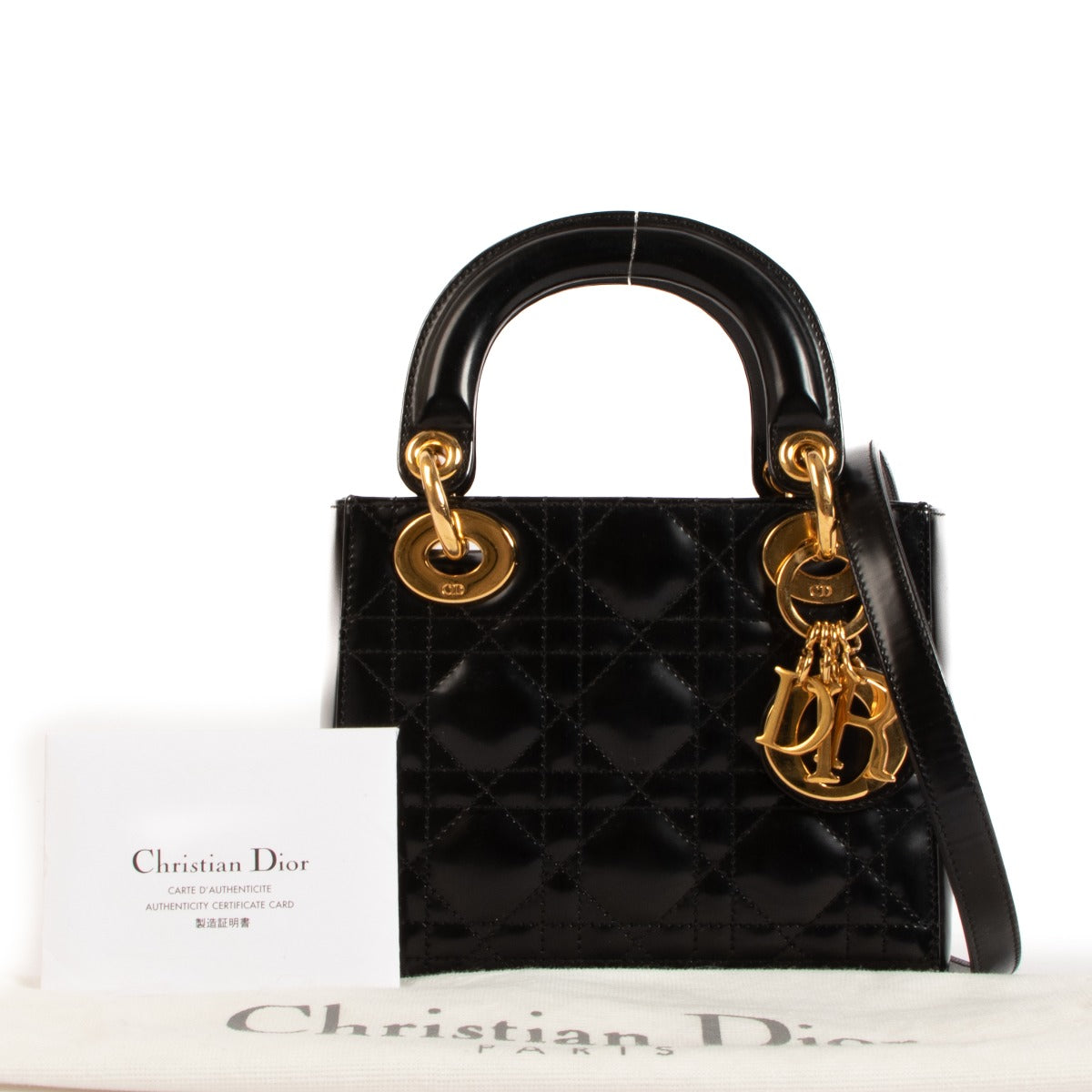 Christian Dior Vintage Mini Lady Dior Black Brushed Leather Cannage