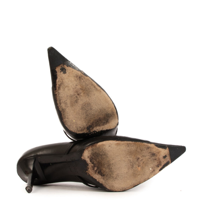 Dior Vintage Tux Bondage Zwarte Leren Pumps - Maat 38.5