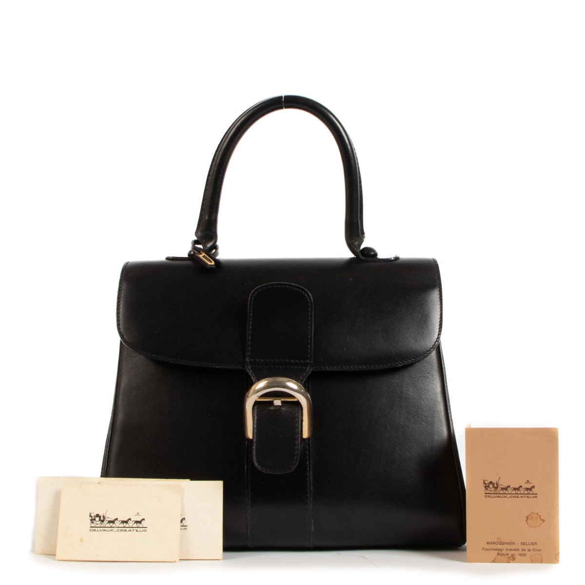 Delvaux 1970s Brillant MM Black Box Calf