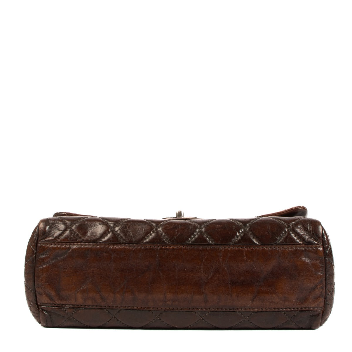 Chanel Brown Crumpled Calfskin Accordion Large Classic Flap Bag