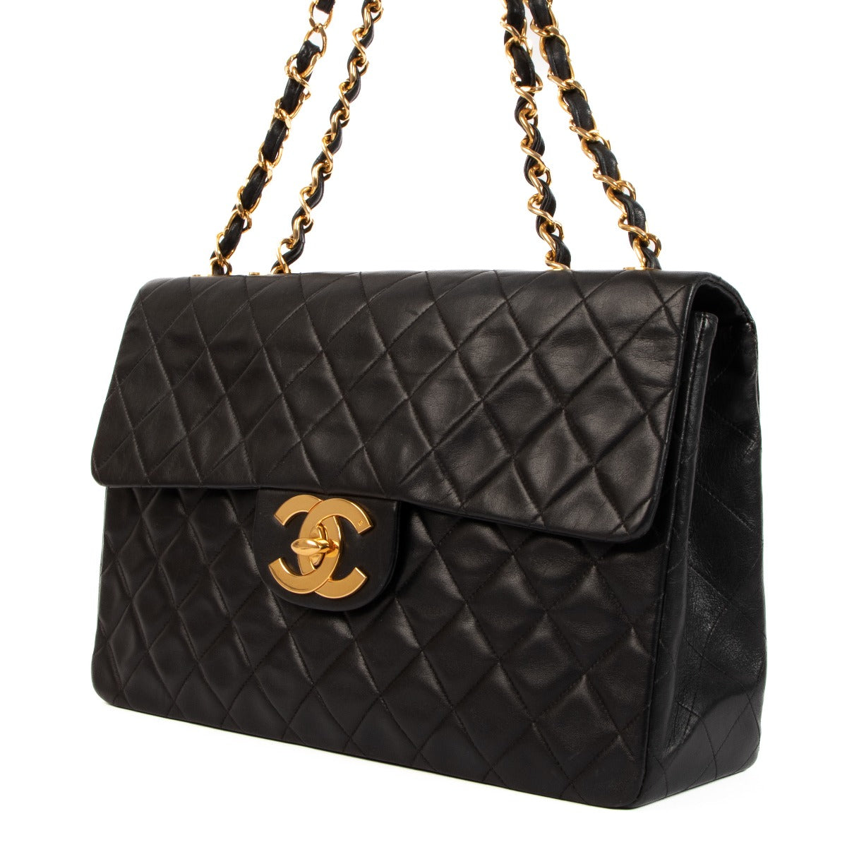 Authentic second hand Chanel Black Vintage Maxi XL Classic Flap Bag on www.labellov.com