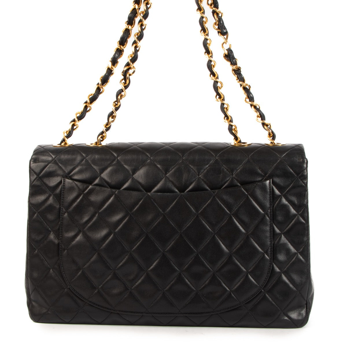 Authentic second hand Chanel Black Vintage Maxi XL Classic Flap Bag on www.labellov.com