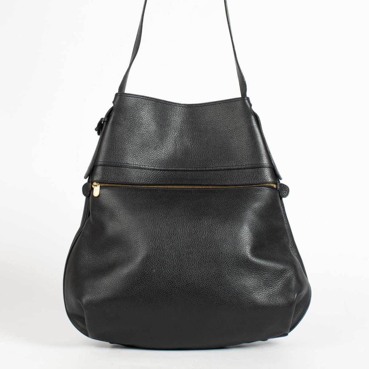 Authentic Delvaux Navy Blue Leather Faust Shoulder Bag on Labellov.com