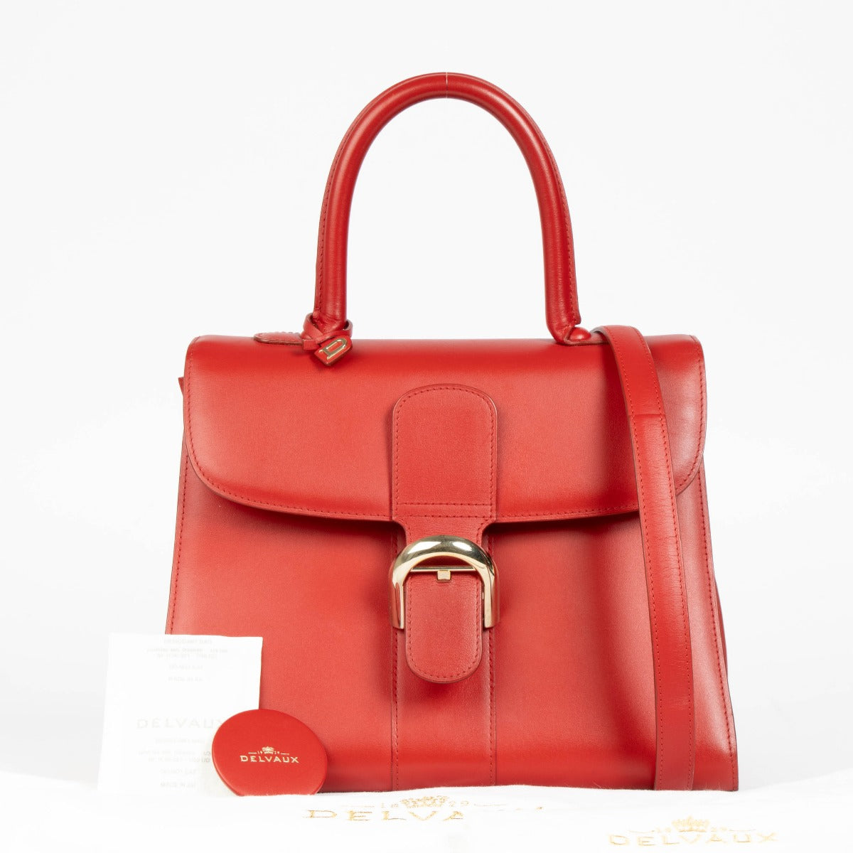 Authentic pre-loved Delvaux Lipstick Red Boxcalf MM Brillant on Labellov.com