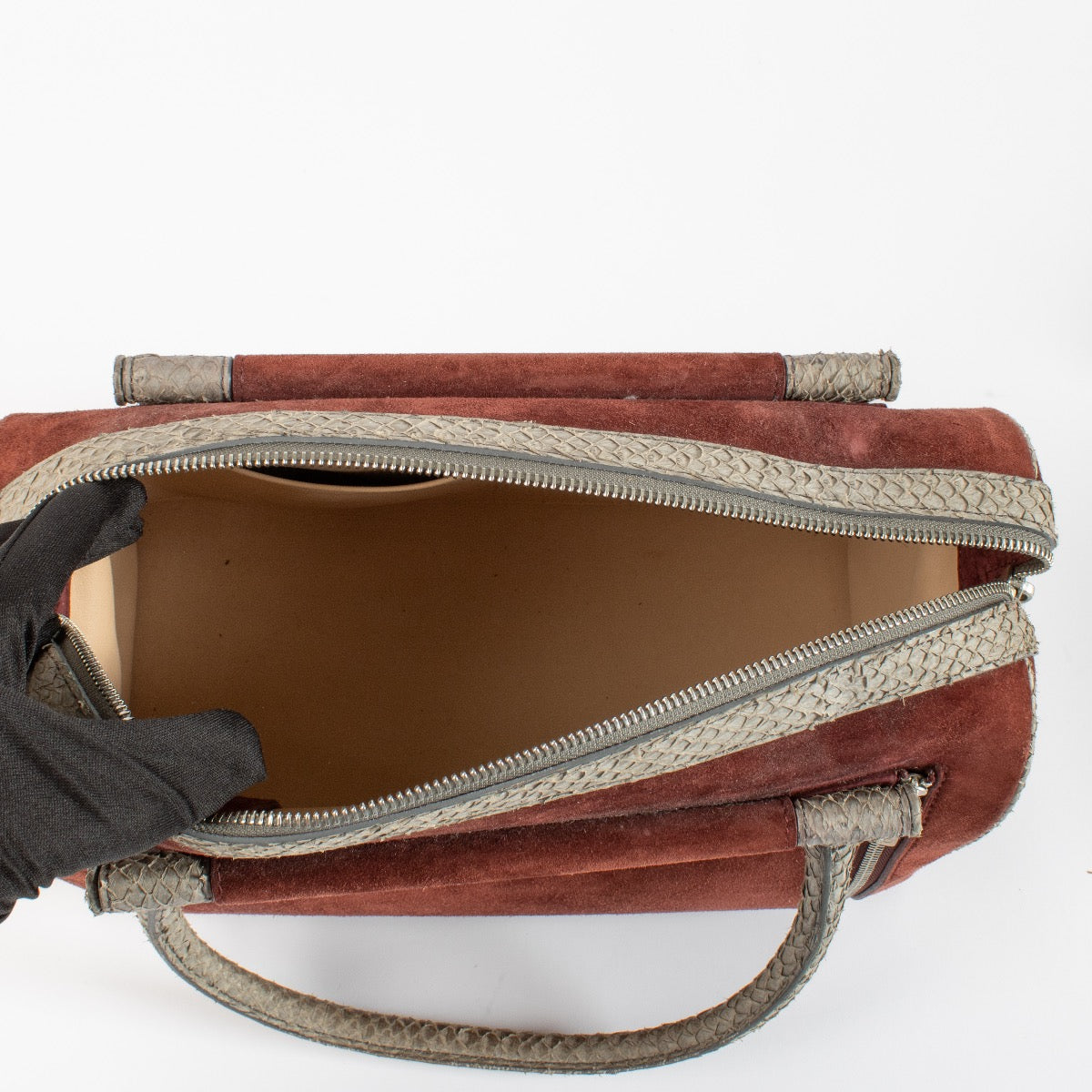shop 100% authentic second hand Delvaux Burgundy Suede/Poisson Charlotte Bag on Labellov.com