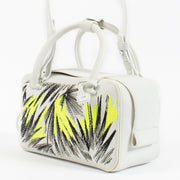 Delvaux White Taurillon Soft Graffiti Embroidered Cool Box Mini