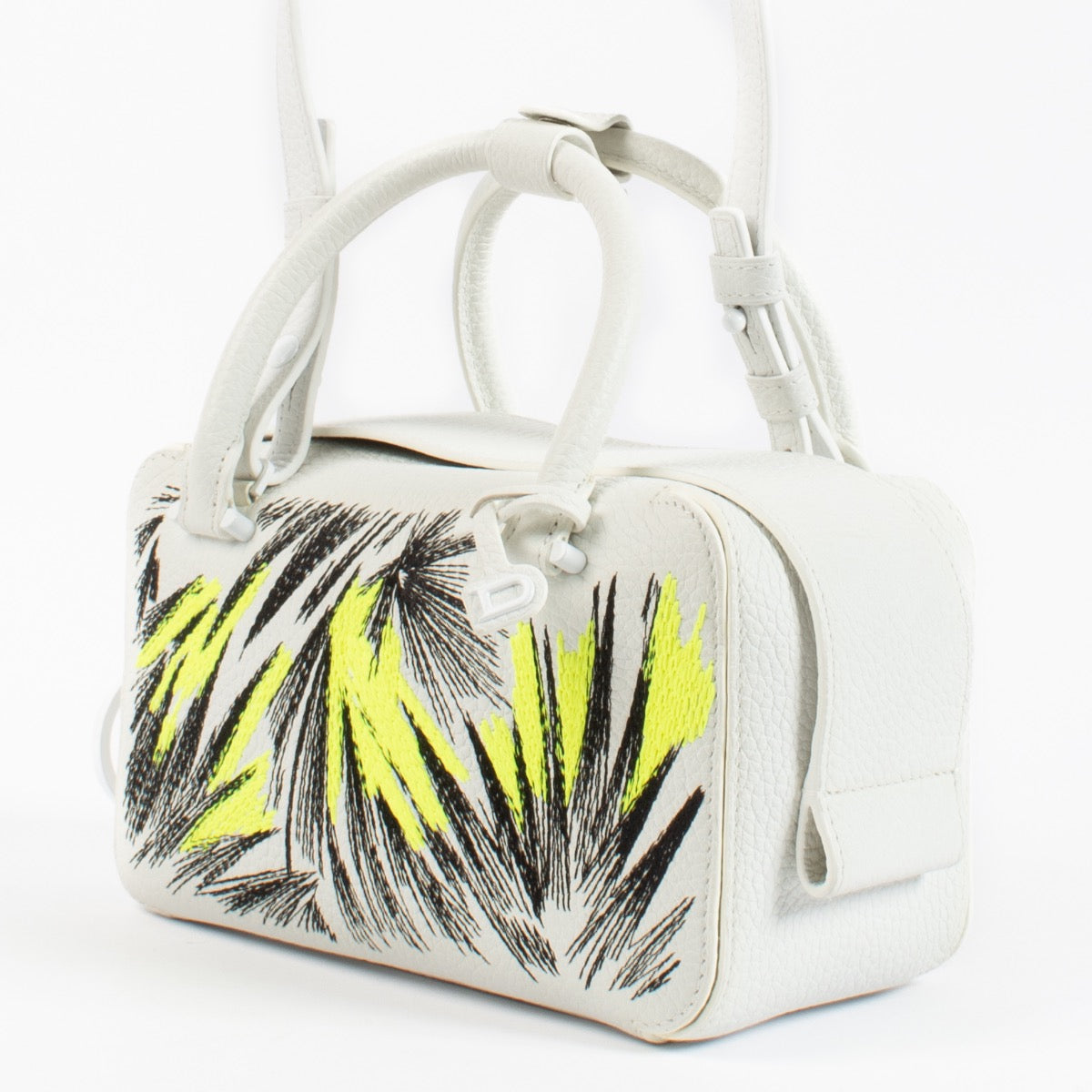 Delvaux White Taurillon Soft Graffiti Embroidered Cool Box Mini