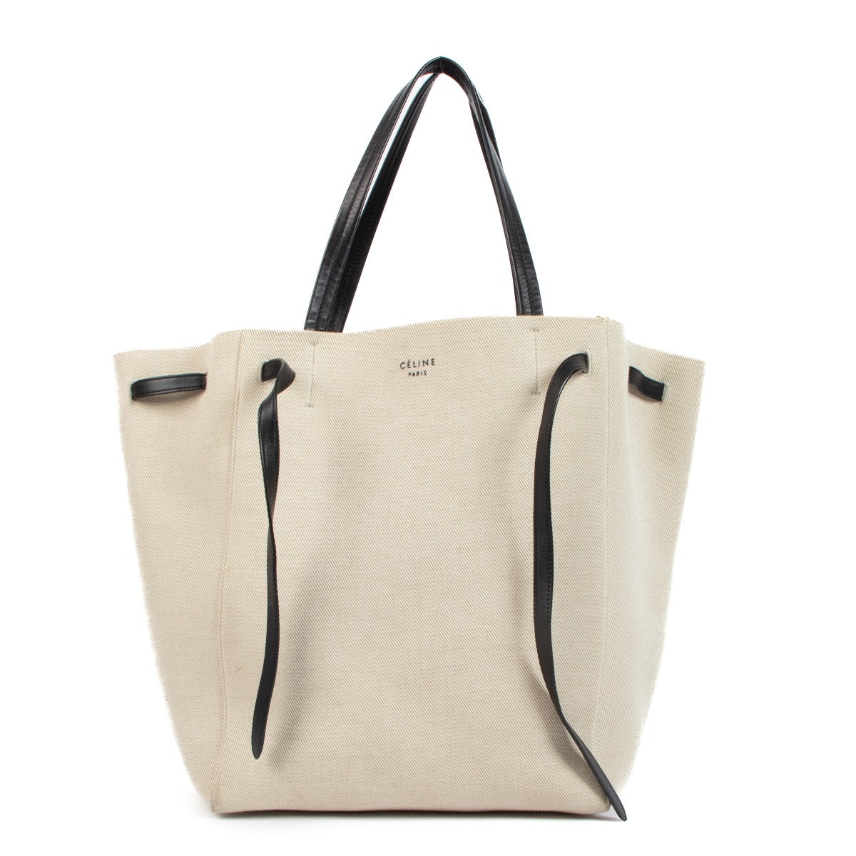 Celine Beige Canvas Cabas Phantom Tote Bag
