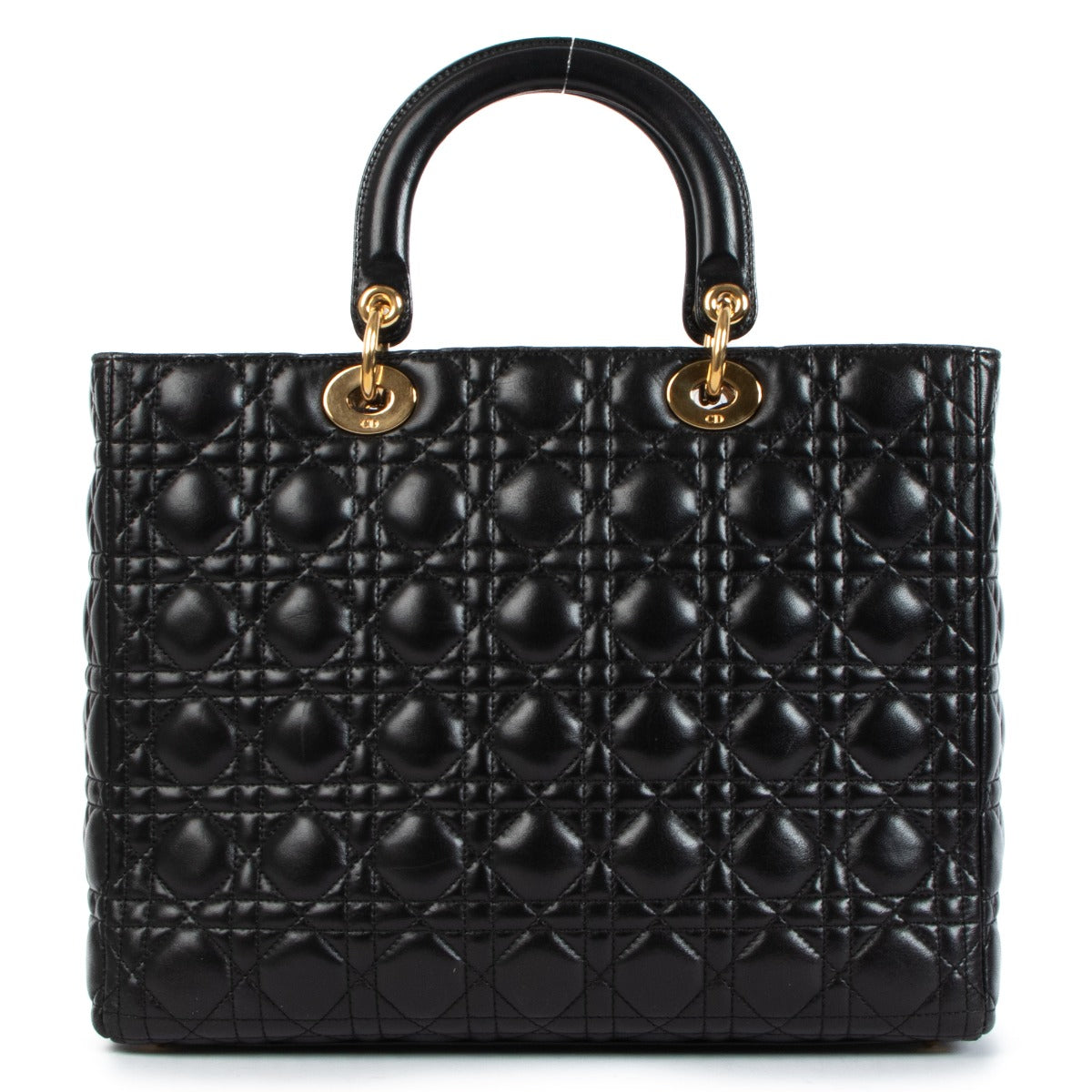Buy online authentic second hand Christian Dior Black Lady Dior Top Handle in very good condition at Labellov in Antwerp, Brussels and Knokke
