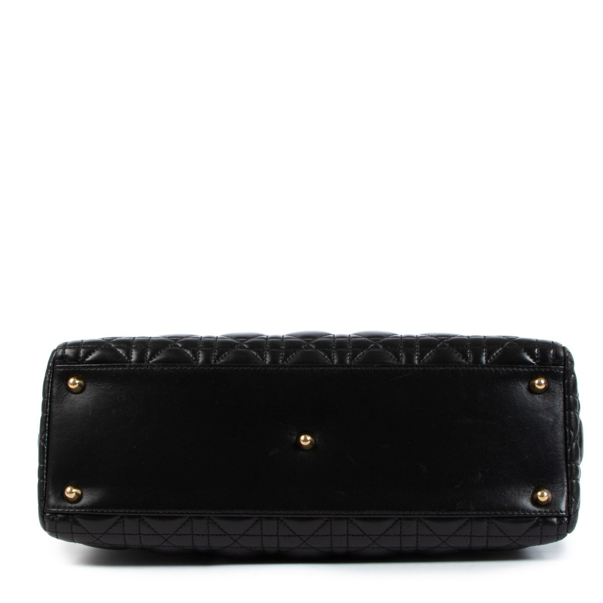 Christian Dior Black Lambskin Cannage Large Lady Dior Bag