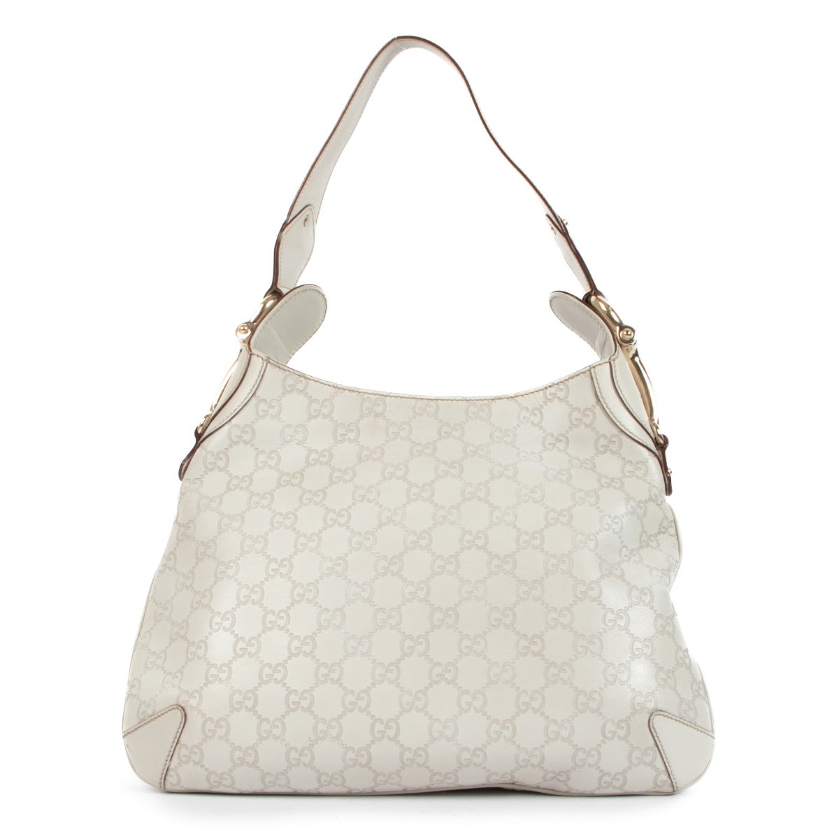 Shop safe online at Labellov in Antwerp, Brussels and Knokke this 100% authentic second hand Gucci Beige Creole Guccissima Horsebit Hobo Bag