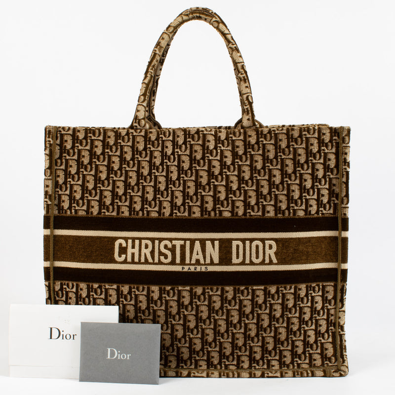 Christian Dior Bruin Fluweel Grote Boektas